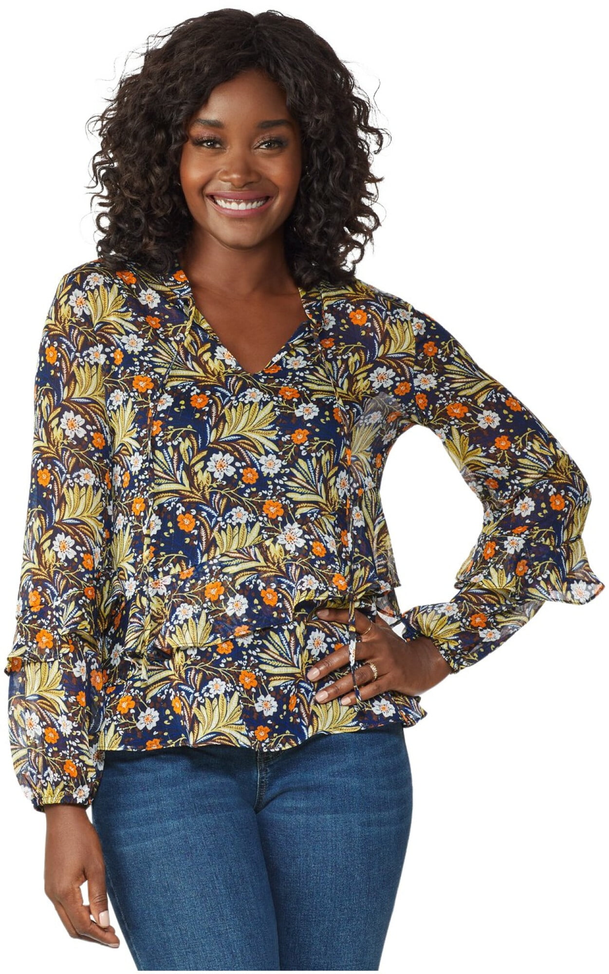 navy peasant blouse