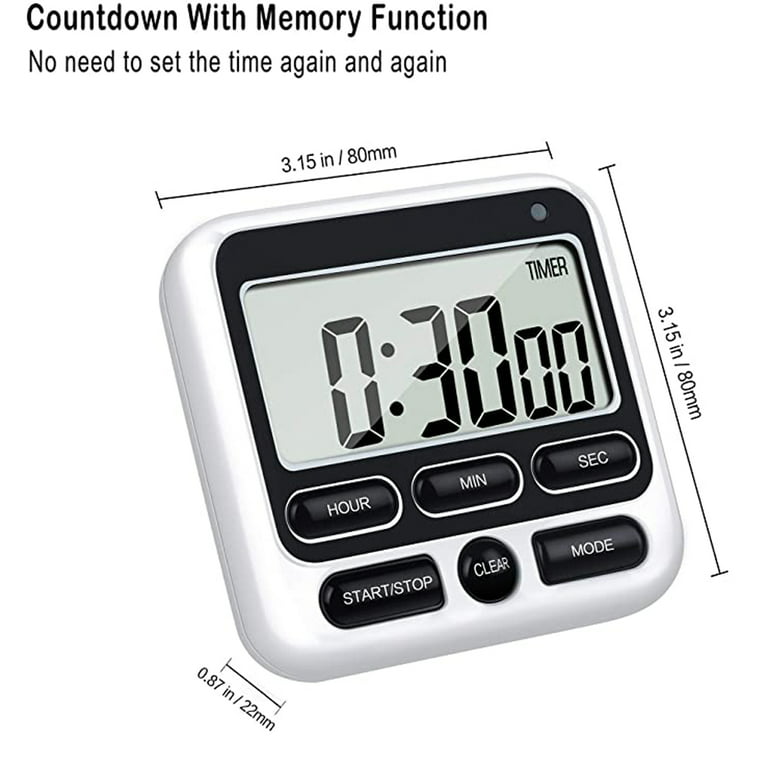 Timer with Memory Function Battery Powered Dual Digital Timer for Efficient  Time Management Home Kitchen Sturdy for Simultaneous