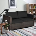 thumbnail image 3 of Gymax 2PCS Rattan Corner Sofa Set Patio Outdoor Furniture Set w/ 4 Black Cushions, 3 of 10