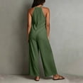 thumbnail image 6 of Women's Solid‑Color Spaghetti Strap Wide‑Leg Jumpsuit Front Tie V‑Neck Back Zipper Loose‑Fit One‑Piece Pants with Side Pockets Army Green S(S), 6 of 9