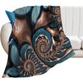 thumbnail image 2 of Teal Chocolate Swirl Blue Brown Fractal Spirals Flannel Fleece Throw Blankets 50"X40" Lightweight Fluffy Winter Fall Blanket Cozy Soft Fuzzy Plush Home Decor for Couch Bed Sofa Bedroom Living Room, 2 of 6