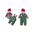 thumbnail image 2 of Cjfdfy Newborn Baby Boy Christmas Fall Outfit Plaid Bow Long Sleeve Romper Overalls Pants And Santa Hat Infant Cute My 1St Christmas Fall Winter Clothes 0-18M, 2 of 9