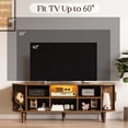 thumbnail image 6 of 55" Modern TV Stand with Power Outlet, Entertainment Center with Sliding Tambour Door and Adjustable Shelves , LED Media Console for Living Room Bedroom, Walnut Brown, 6 of 11
