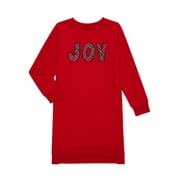 Wonder Nation Girls Long Sleeve Sweatshirt Dress, Sizes 4-18 & Plus