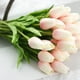 thumbnail image 4 of 30 Piezas de Flores de Tulipanes Artificiales Tulipanes de Tacto Real Ramo de Tulipanes de PU de Holanda Falsa Flor de LáTex TulipáN Blanco (Rosa Claro), 4 of 5