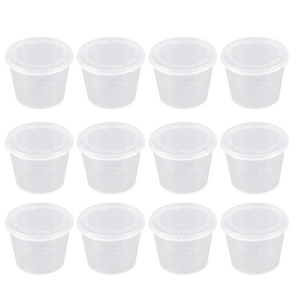 AMERTEER 100PCS Disposable Plastic Portion Cups Clear Portion Container with Lids