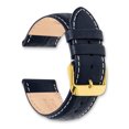 thumbnail image 3 of 16mm Navy Sport Leather with White Stitching and Gold-tone Buckle 7.5 inch Watch Band, 3 of 4