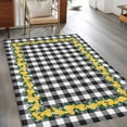 thumbnail image 2 of Summer Lemon Area Rugs 3x5 ft Floral Leaf Black White Buffalo Plaid Washable Rug Non Slip Indoor Carpet Absorbent Floor Mat for Living Room Bedroom Dining Room, 2 of 9