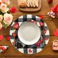 thumbnail image 2 of Sm:)e Buffalo Plaid Hearts Gnomes Love Valentine Round Placemats Set of 4, 15 Inch, 2 of 6