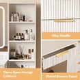 thumbnail image 6 of 44" Vanity Desk with Mirror and Lights, Makeup Table with Fluted Storage Drawer, Cabinet,3 LED Lights Modes, Power Outlet for Bedroom White, 6 of 10