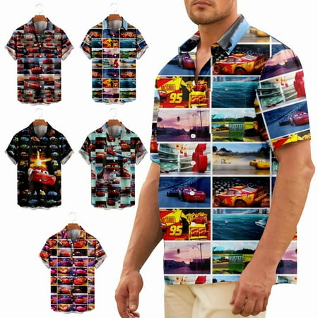 

Teens Mens Car Crewneck Button Down Tops Shirt Comfortable Slim-Fit Clothing Apparel Up to 8XL