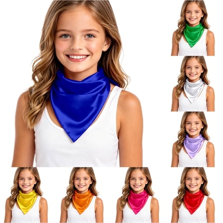 TIANZEN Kids Silk Scarf For Girls Lightweight Soft Sheer Wrap For Everyday Wear Elegant Neck Big Head Scarf
