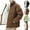 Beige, variant on LpwkSSA Men's Fleece lined Puffer Coat Solid Color Thick Warm Stand Up Collar Zipper Cardigan Bread Jacket Casual Loose Fit Comfortable Jacket Brown XL