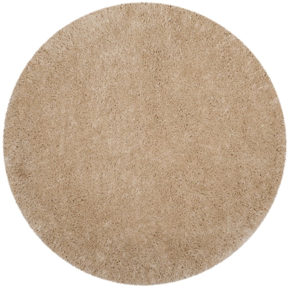 SAFAVIEH Polar Abbot Solid Shag Area Rug, Light Beige, 8' x 8' Round