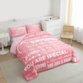thumbnail image 4 of Manfei Pink Romantic Cartoon Bedding Comforter Set, Inspirational Words Twin Comforter Sets, Teens Kids Girls Female Reversible Bedding Set, Luxury Bedroom Decor, 2pcs, 4 of 9