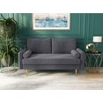 thumbnail image 1 of Koby Home's Collection Aspen Transitional Loveseat, Upholstered in Performance Velvet with Round Arms, Cushion Back, and Metal Legs, 2-Seater for Small Space, Ash Gray Color, 1 of 4