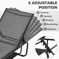 thumbnail image 2 of Ainfox Patio Lounge Chair, Recliner with Adjustable 5-Position and Storage, Outdoor Chaise Lounge for Beach,Poolside,Black, 2 of 8