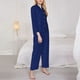 thumbnail image 3 of Balery Navy Blue Conjunto de Pijama con Estampado para Mujer, Conjunto de Dos Piezas con Manga Larga, Ropa de Dormir Suave con Bolsillos, Pijamas Cómodos-XX-Large, 3 of 7