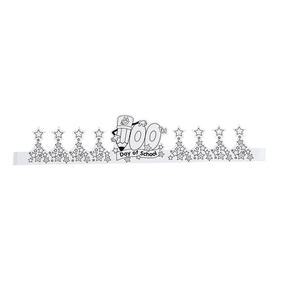 Color Your Own 100 Days Of School Paper Crown - Craft Kits - 12 Pieces