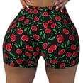 thumbnail image 2 of Lsque Cherry Pattern High Waisted Biker Shorts for Women-Tummy Control Fitness Athletic Workout Running Yoga Gym Shorts,Moisture-Wicking-, 2 of 9