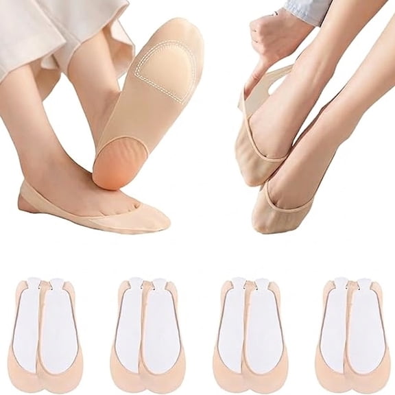 4Pairs No Show Socks Women Nylon Ultra Low Cut Non-Slip Thin Liner Socks Invisible Hidden Socks for Flats