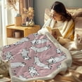 thumbnail image 3 of Pink Pug Dogs Fleece Blanket Sherpa Throws Blanket Trendy Animals Print Plush Throw Blanket for Couch, Sofa, Bed, Couch, Office Throw (50" X 60"), 3 of 6