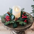 thumbnail image 4 of Triani 4Pcs Christmas Candle Holder Wreath Artificial Maple Leaves and Berries Candle Rings Greenery Pinecones Table Centerpiece for Festive Table Centerpiece Winter Holiday, 4 of 7