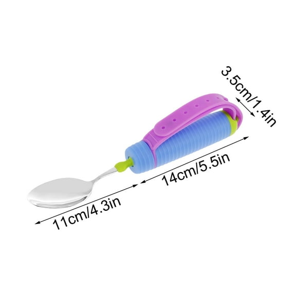 Elderly Eating Spoon, with 360 Flexible Rotation Head - Stainless Steel and Silicone Adaptive Utensil for Seniors, Easy Grip Feeding Tool