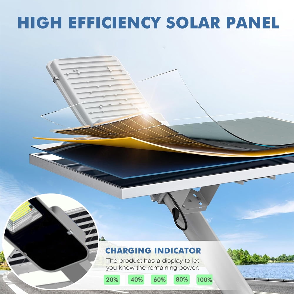 5000W Solar Street Lights Outdoor, Super Bright Solar Parking Lot lights Dusk to Dawn, Waterproof Solar Lights for Outside, Flood Security Lights with Remote Control for Yard Garden
