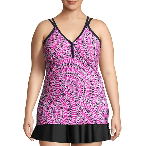 Free Tech Women's Plus Size Athletic Hip Adjustable Side Tankini