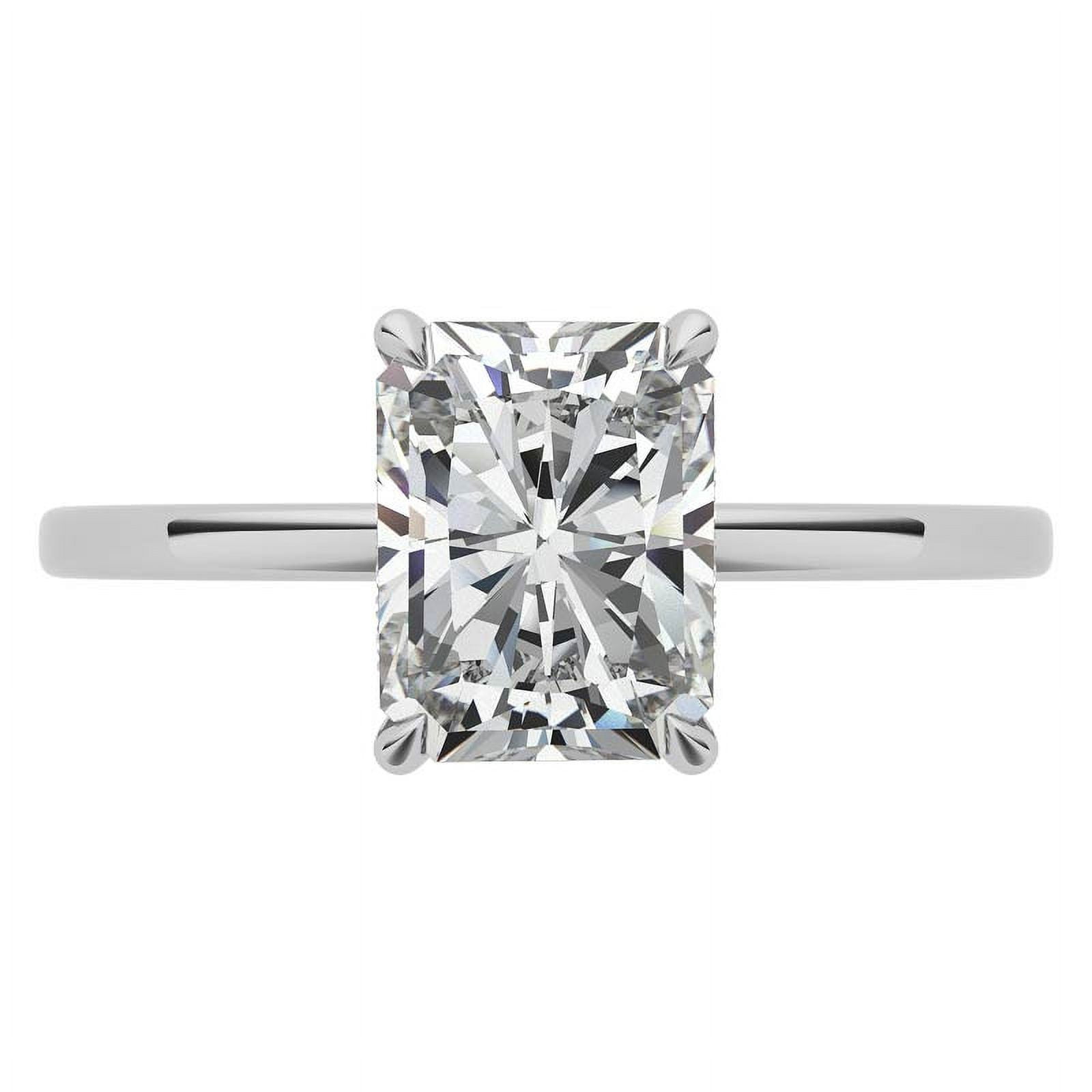 Solitaire Brilliance 2.5CT Radiant Moissanite Engagement Ring for Women 14K White Gold, 8 US