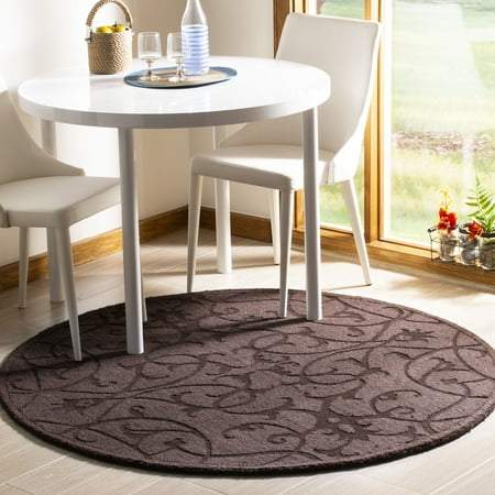 SAFAVIEH Impressions Clarisse Geometric Wool Area Rug  Brown  5  x 5  Round Impressions Rug Collection. High/Low Pile Area Rugs. The Impressions Collection features finely crafted  high-low pile area rugs. Each is made with a plush  luxurious New Zealand wool pile for brilliant  color on color tones and high-touch texture. Impressions area rugs radiate modern character that will enliven the decor of any room of your home. Available in a wide selection of colors  designs and sizes  including hallways runner or foyer rugs.