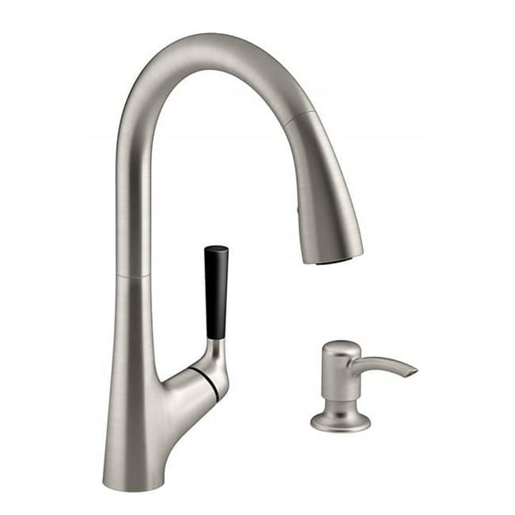 10.5 in. Vibrant Stainless Steel Malleco Pull-Down Kitchen Faucet Kit