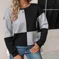thumbnail image 4 of AherBiu Womens Long Sleeve Tops Crewneck Color Blocked Spring Fall Casual Blouse Pullover, 4 of 6