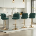 thumbnail image 4 of Farini Swivel Bar Stools Set of 2, Upholstered Adjustable BarStools with Backrest & Metal Base, Counter Height Island Chairs for Kitchen, Dining Room, Green, 4 of 8