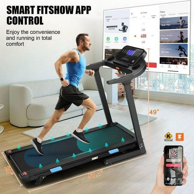 GYMOST Treadmill, 10MPH Folding Treadmill with 40 Programs, BIM Calculator  and Heart Rate Sensor, 2.5HP Incline Treadmill for Home Office Gym, 300lb