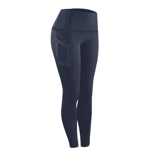 Pxkloy Leggings de Yoga avec Poches pour Femmes, Pantalon d'Entraînement et de Mise en Forme, Effet Rehausseur, Contrôle du Ventre, Leggings Taille Haute, Pantalon Décontracté, Bleu Marine, m