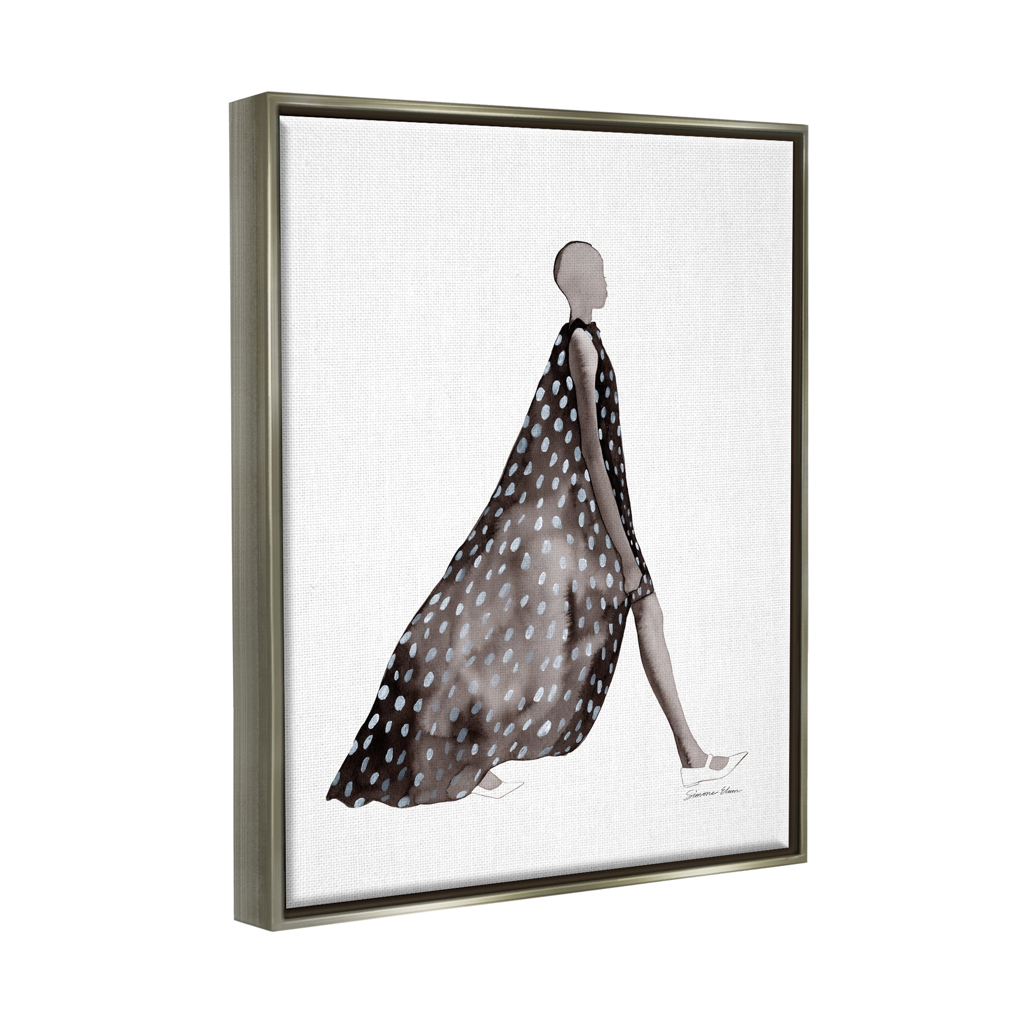 Stupell Industries Fashion Silhouette Girl Beauty & Fashion Painting Gray Floater Framed Art Print Wall Art, 25 x 31