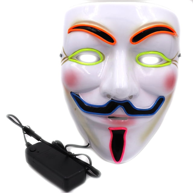 Utilería para disfraz de cosplay con luces LED, de cara completa, de Mask V