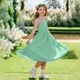 thumbnail image 3 of Ugoldhm Girls Spaghetti Strap Ruched Midi Dress - Tie Shoulder A-Line Party & Wedding Flower Girl Gown (4-15 Years), 3 of 8