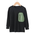thumbnail image 1 of T-shirt à Manches Longues pour Adolescents, Imprimé Noir, Col Rond, Coton, Décontracté, Mode Garçon 12-16 Ans, 1 of 3