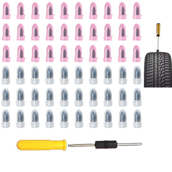 Kit de reparación de neumáticos KUOWPZI de 60 piezas con caja y destornillador