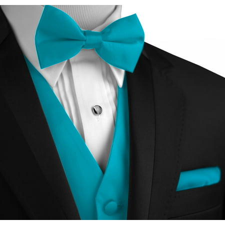 Italian Design, Men's Formal Tuxedo Vest, Bow-Tie & Hankie Set for Prom, Wedding, Cruise in (Best Designer Mens Wedding Suits)