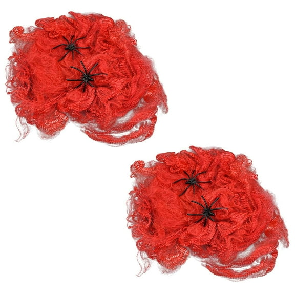 XIANXIAN 6 Colors Halloween Spider Webs Fake Spider Web Toy with Mini Plastic Spider Haunted House Decoration Props Halloween Party Supplies