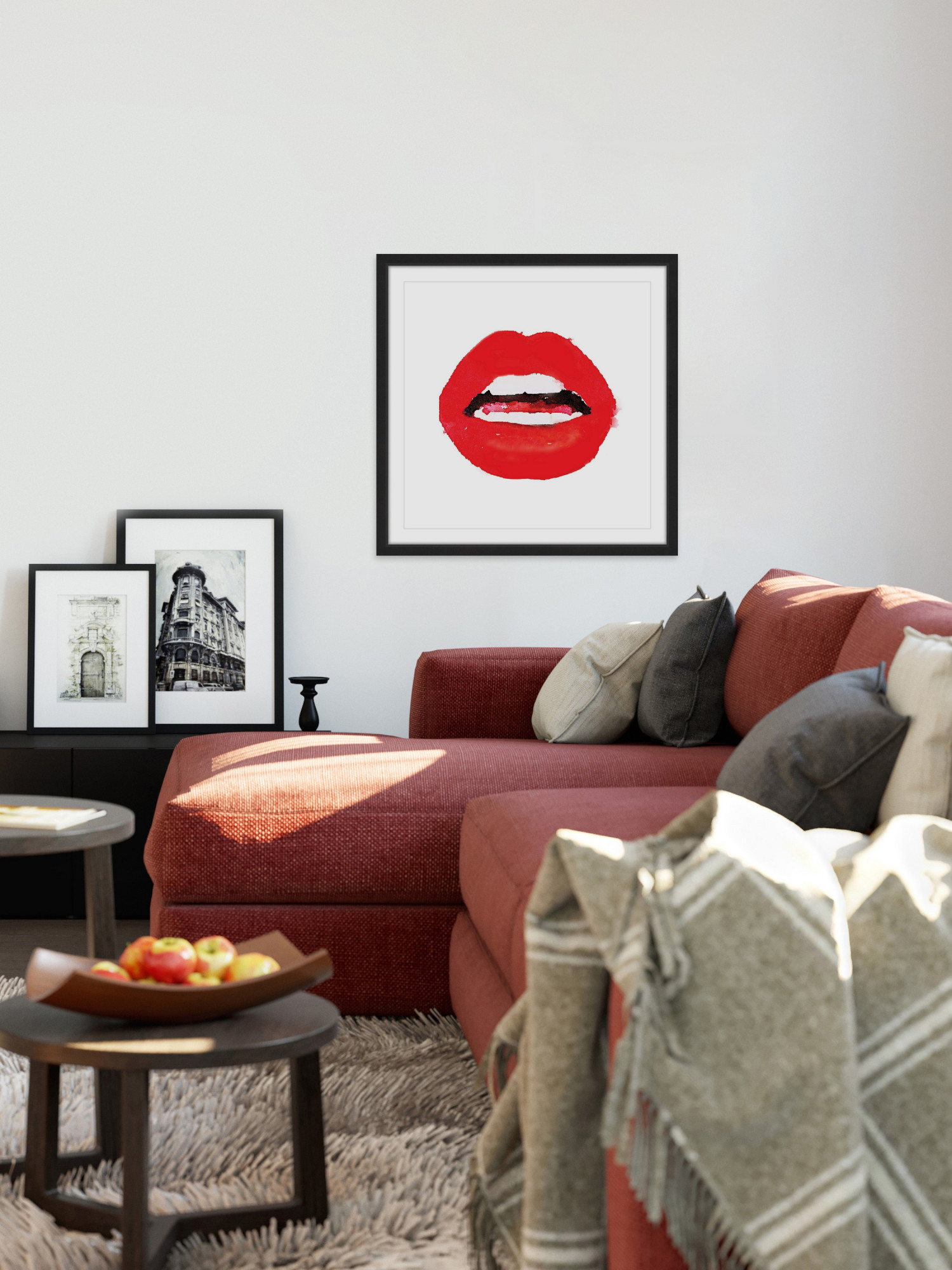 Marmont Hill "Lips Colors Red" by Amanda Greenwood Framed Painting Print