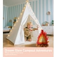 thumbnail image 2 of Teepee Tent for Kids Foldable Teepee Play Tent with Fairy Lights, Carry Case Water Resistance, Pretend Camp Fire, Four Poles Style Raw White Color - New Version Tiny House little dove, 2 of 8