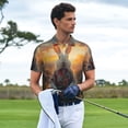 thumbnail image 3 of KLL Flower Meditating Rabbit Print Men's Short Sleeve Golf Polo,Three-Button Polo Shirts Summer Fashion Golf Shirt-X-Large, 3 of 6