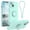 Mint Green, variant on KOMI Silicone Phone Case for iPhone 16 with Screen Protector [Ring Holder Stand] [Wrist Strap] [Microfiber Lining] Slim Shockproof Protective Cover, 6.1 Inch, Antique White