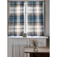 thumbnail image 4 of Blue Brown Plaid Curtains 54 Inch Length, Sheer Curtains for Bedroom Living Room Window Vintage Abstract Stripes Lattice Rod Pocket Voile Drapes Kitchen Curtains Small Half Window 42"x54" 2 Panels, 4 of 6