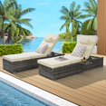 thumbnail image 3 of Outdoor Chaise Lounge Chairs with Cushion, Segmart Rattan Patio Furniture Set of 2 with Side Table, Wicker Recliner with Adjustable Backrest & Pillow, Max Weight 600 lbs, Beige, 3 of 5